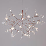 Modern Rose Gold Firefly LED Chandelier Contemporary Nature Inspired Leaf Pendant Lighting