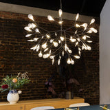 Modern Rose Gold Firefly LED Chandelier Contemporary Nature Inspired Leaf Pendant Lighting