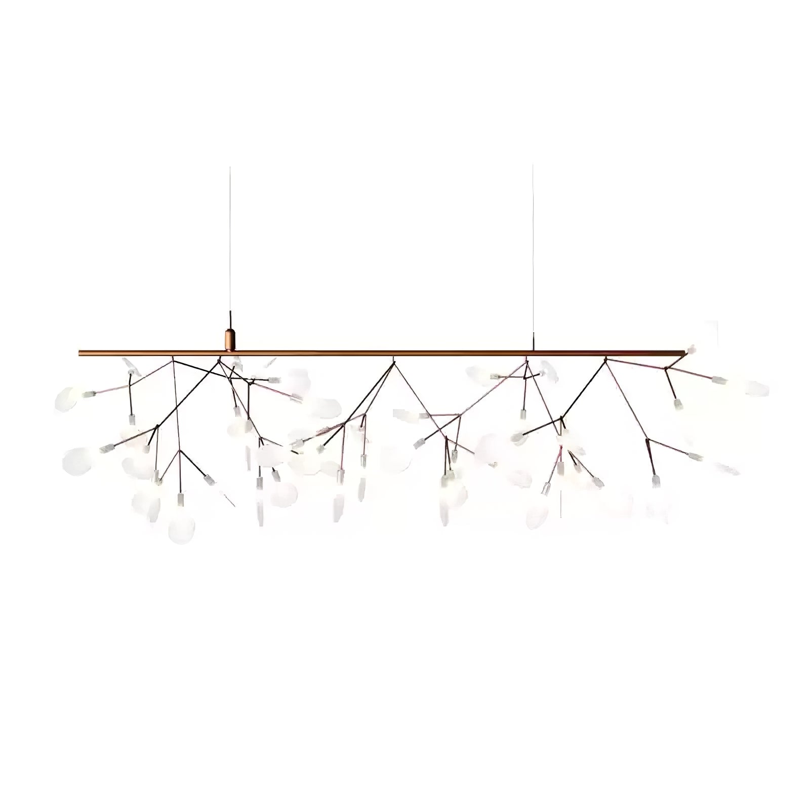 Modern Rose Gold Firefly LED Chandelier Contemporary Nature Inspired Leaf Pendant Lighting