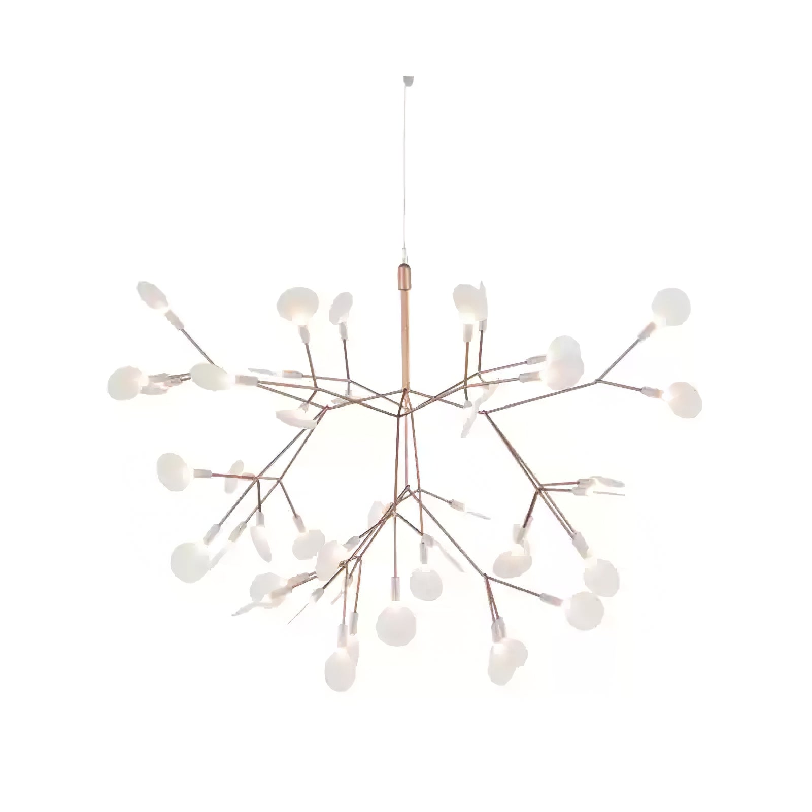 Modern Rose Gold Firefly LED Chandelier Contemporary Nature Inspired Leaf Pendant Lighting