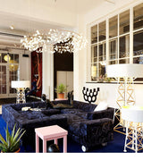 Modern Rose Gold Firefly LED Chandelier Contemporary Nature Inspired Leaf Pendant Lighting