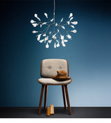 Modern Rose Gold Firefly LED Chandelier Contemporary Nature Inspired Leaf Pendant Lighting