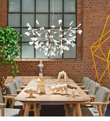 Modern Rose Gold Firefly LED Chandelier Contemporary Nature Inspired Leaf Pendant Lighting