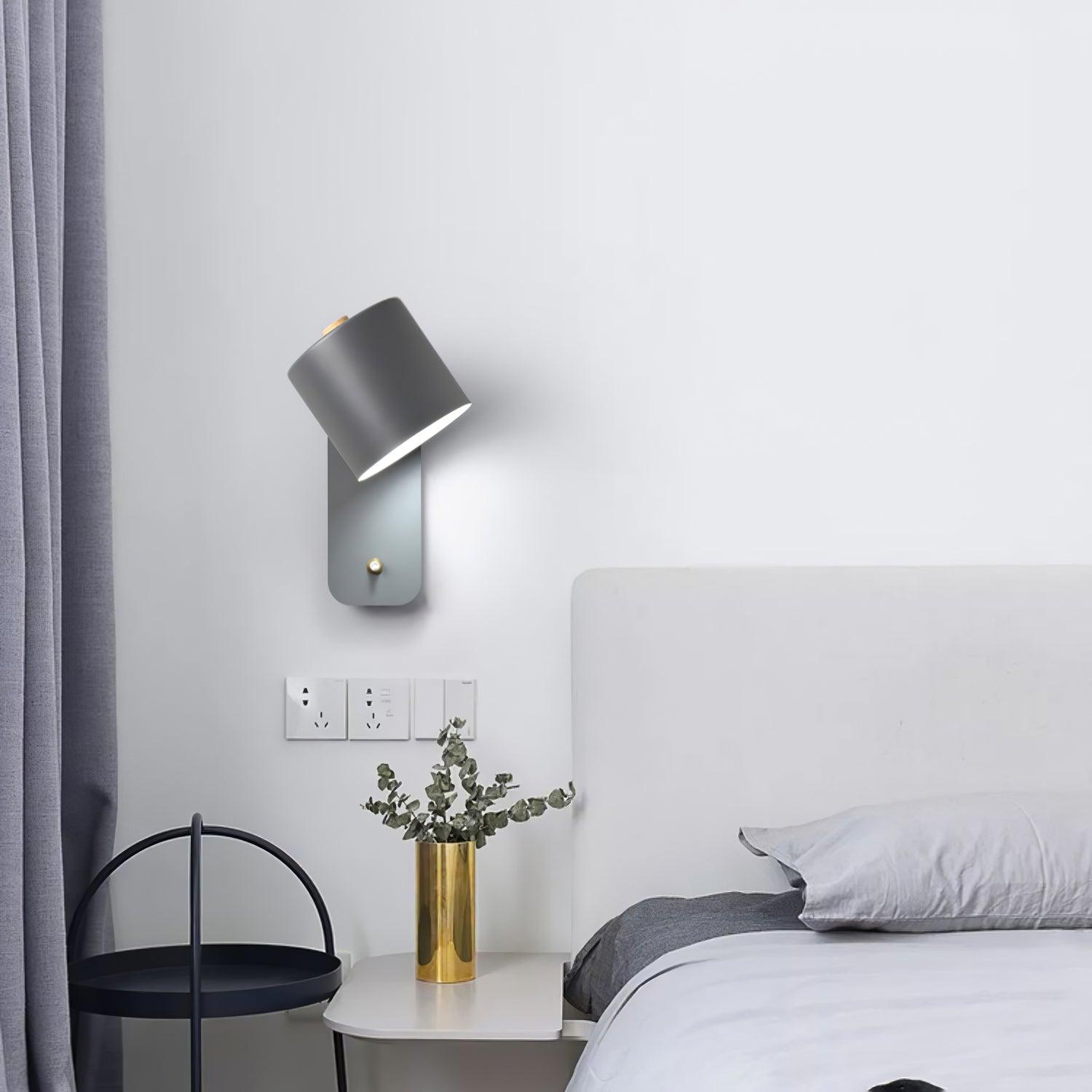 Modern Rotatable Cylinder Wall Lamp Adjustable Metal Sconce for Bedroom and Living Room