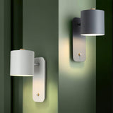 Modern Rotatable Cylinder Wall Lamp Adjustable Metal Sconce for Bedroom and Living Room