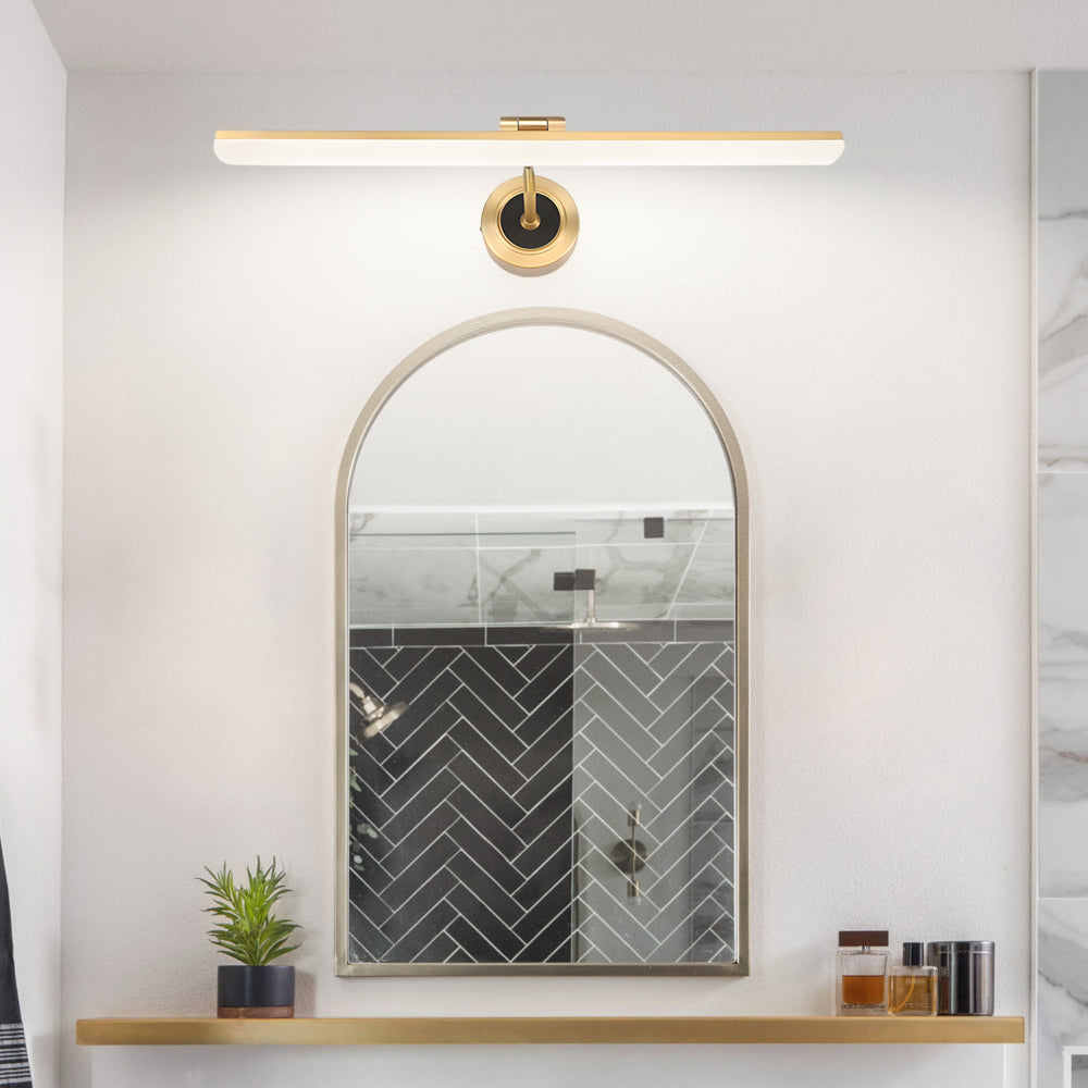Modern Rotatable LED Bathroom Vanity Light Bar with Copper Frame in Black and Gold