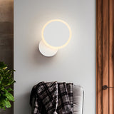 Modern Rotatable LED Wall Sconce Round Iron Acrylic Bedside Lighting Fixture for Bedroom Hallway