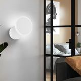 Modern Rotatable LED Wall Sconce Round Iron Acrylic Bedside Lighting Fixture for Bedroom Hallway