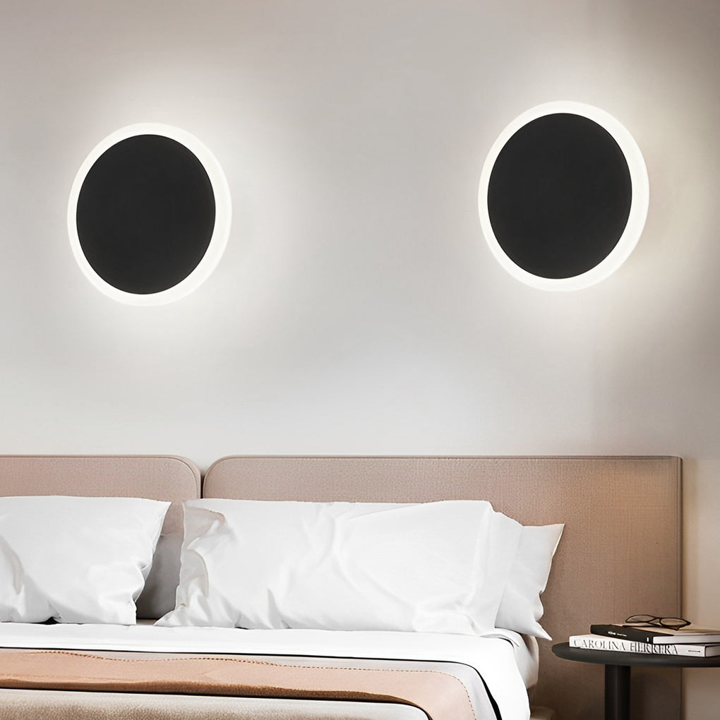 Modern Rotatable LED Wall Sconce Round Iron Acrylic Bedside Lighting Fixture for Bedroom Hallway
