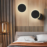Modern Rotatable LED Wall Sconce Round Iron Acrylic Bedside Lighting Fixture for Bedroom Hallway