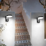 Modern Rotatable Motion Sensor Outdoor Wall Sconce Waterproof LED Exterior Lamp in Black