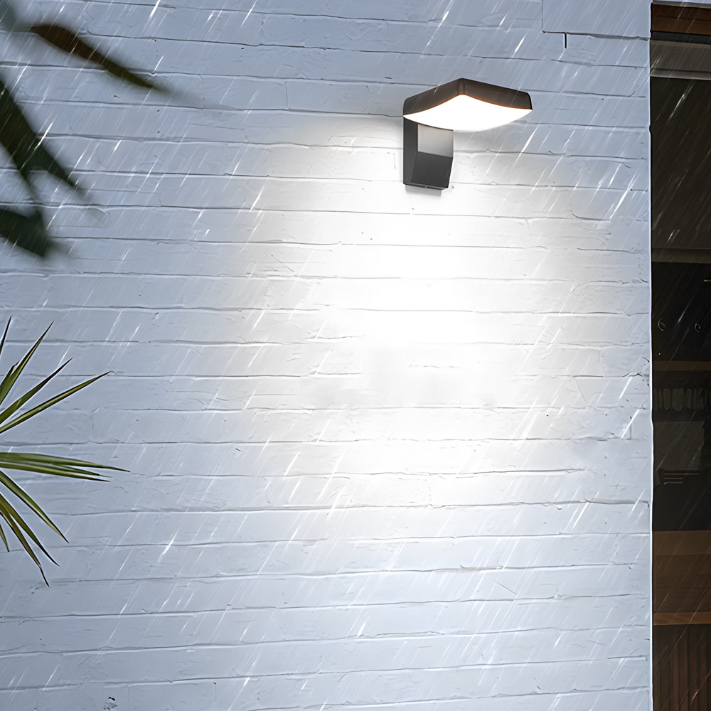 Modern Rotatable Motion Sensor Outdoor Wall Sconce Waterproof LED Exterior Lamp in Black