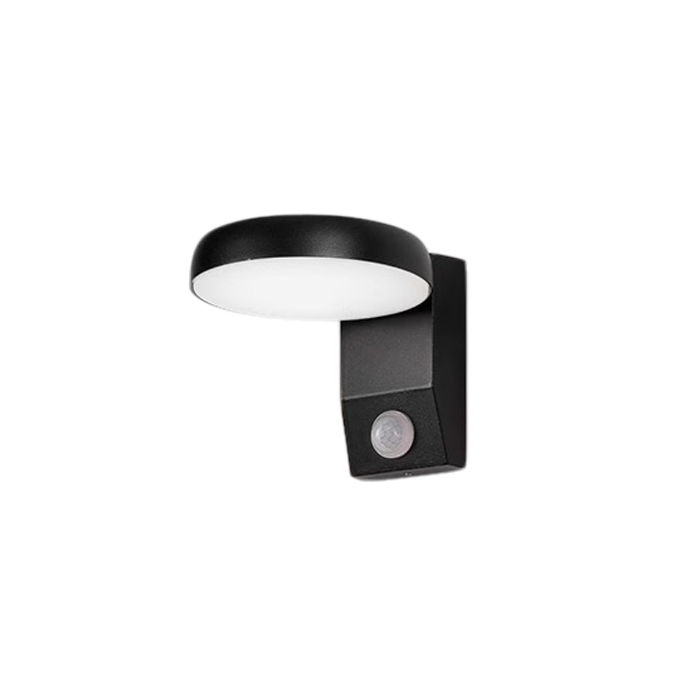 Modern Rotatable Motion Sensor Outdoor Wall Sconce Waterproof LED Exterior Lamp in Black