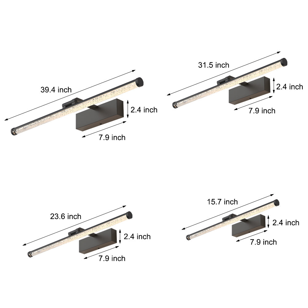Modern Rotatable Seeded Acrylic LED Vanity Light Dimmable Bathroom Wall Sconce