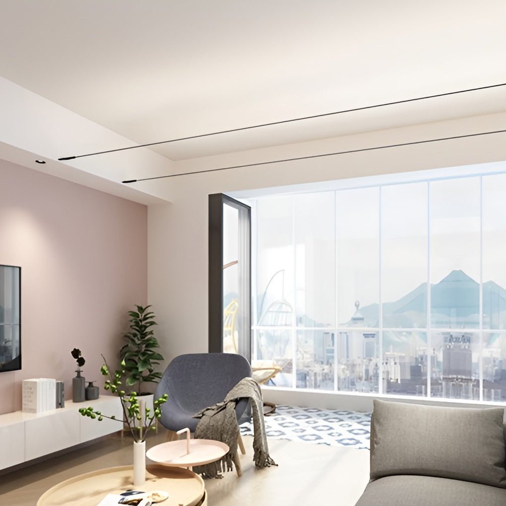 Modern Rotatable Skyline Linear LED Ceiling Light Slim Adjustable Steel Strip Fixture for Home