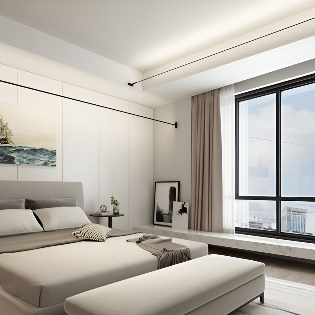 Modern Rotatable Skyline Linear LED Ceiling Light Slim Adjustable Steel Strip Fixture for Home
