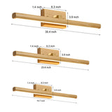 Modern Rotatable Wood LED Bathroom Vanity Light Adjustable 3 Color Temperature Dimming Fixture