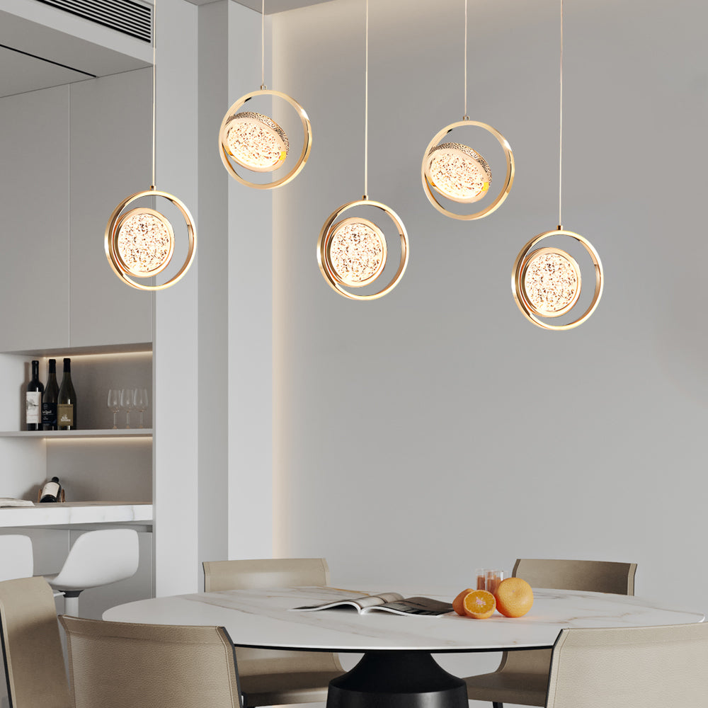Modern Rotating Acrylic LED Chandelier with 3 Color Dimming for Dining Room and Living Room