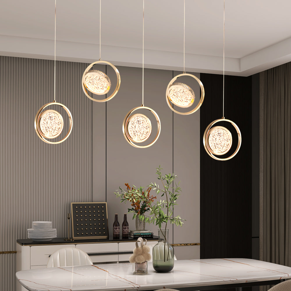 Modern Rotating Acrylic LED Chandelier with 3 Color Dimming for Dining Room and Living Room