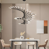 Modern Rotating Linear Fireworks Chandelier LED Pendant Light for Bedroom and Living Room