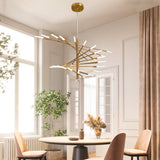 Modern Rotating Linear Fireworks Chandelier LED Pendant Light for Bedroom and Living Room