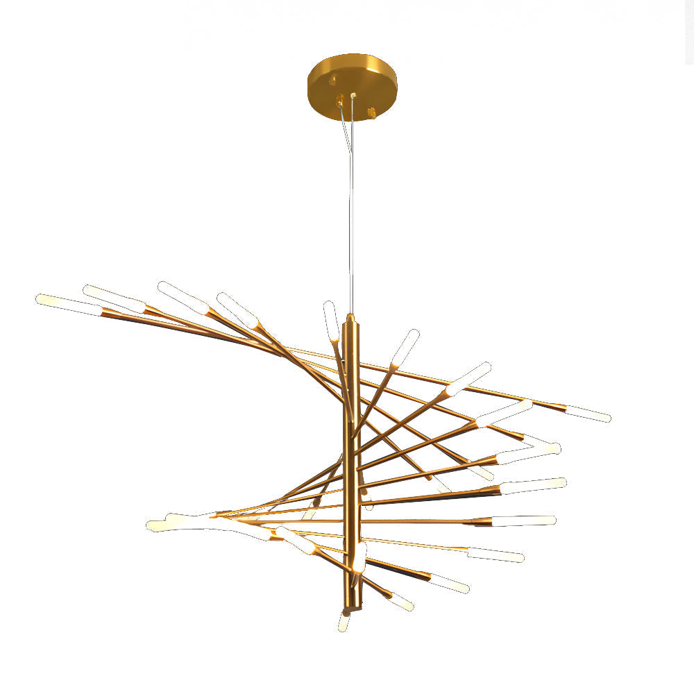 Modern Rotating Linear Fireworks Chandelier LED Pendant Light for Bedroom and Living Room