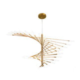 Modern Rotating Linear Fireworks Chandelier LED Pendant Light for Bedroom and Living Room