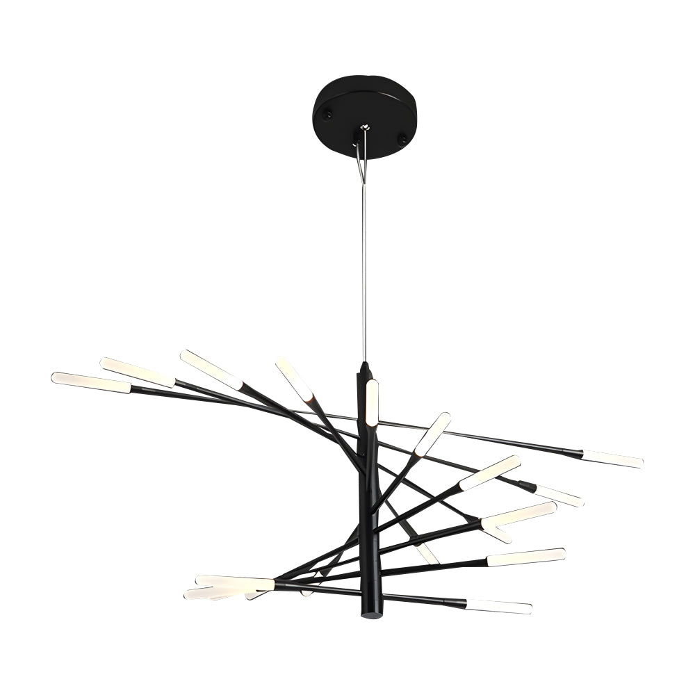 Modern Rotating Linear Fireworks Chandelier LED Pendant Light for Bedroom and Living Room
