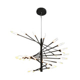 Modern Rotating Linear Fireworks Chandelier LED Pendant Light for Bedroom and Living Room