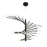 Modern Rotating Linear Fireworks Chandelier LED Pendant Light for Bedroom and Living Room