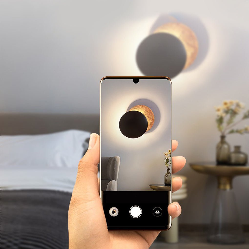 Modern Rotating Moon Design LED Wall Sconce Minimalist Adjustable Bedside Lighting for Stairs and Aisle