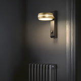 Modern Round 6W LED Rotatable Wall Sconce Bedside Reading Lamp Gold and Black Indoor Fixture