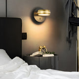 Modern Round 6W LED Rotatable Wall Sconce Bedside Reading Lamp Gold and Black Indoor Fixture