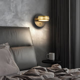 Modern Round 6W LED Rotatable Wall Sconce Bedside Reading Lamp Gold and Black Indoor Fixture