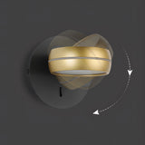 Modern Round 6W LED Rotatable Wall Sconce Bedside Reading Lamp Gold and Black Indoor Fixture
