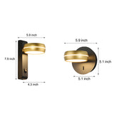 Modern Round 6W LED Rotatable Wall Sconce Bedside Reading Lamp Gold and Black Indoor Fixture
