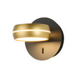 Modern Round 6W LED Rotatable Wall Sconce Bedside Reading Lamp Gold and Black Indoor Fixture