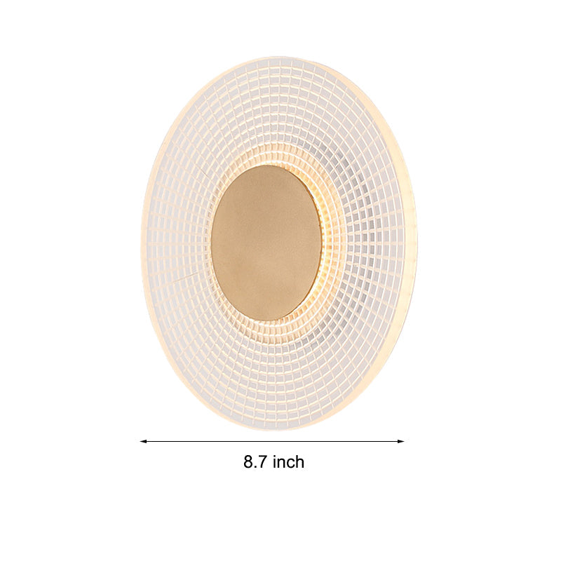Modern Round Acrylic LED Wall Sconce Stripes Grid Pattern Lighting for Living Room and Bedroom