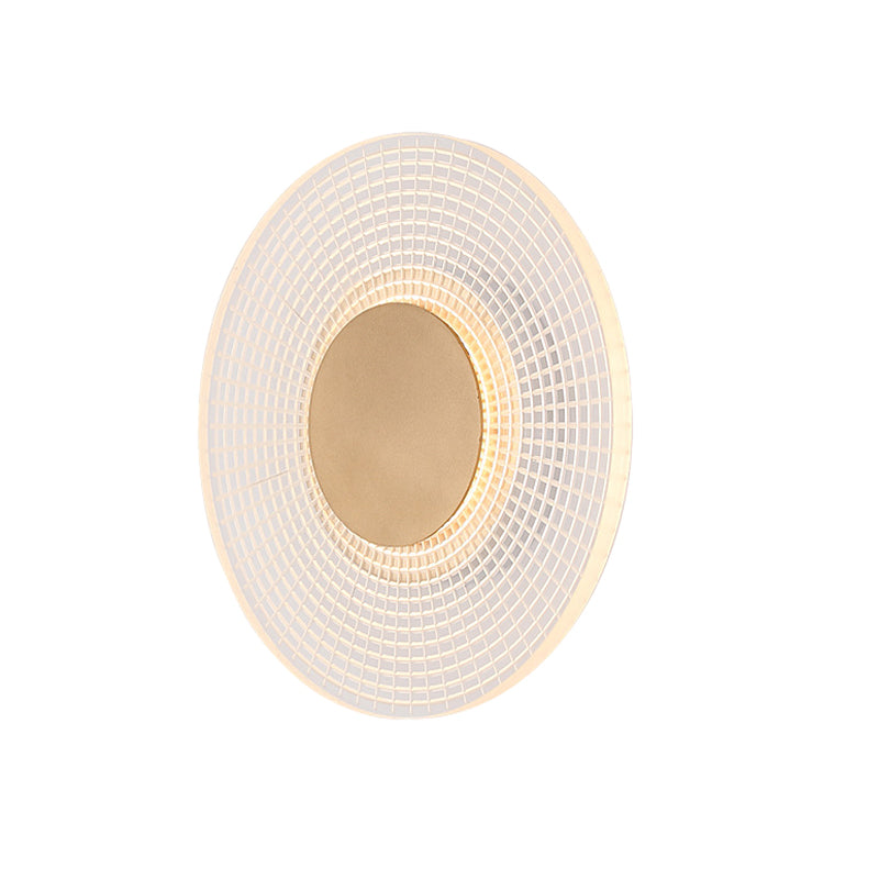 Modern Round Acrylic LED Wall Sconce Stripes Grid Pattern Lighting for Living Room and Bedroom