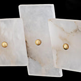 Modern Round Alabaster Halo Chandelier with Antique Brass Ring for Dining Room