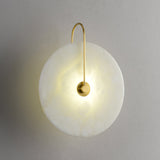 Modern Round Alabaster LED Wall Sconce Elegant Stone Wall Lamp for Interior Living Spaces