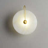 Modern Round Alabaster LED Wall Sconce Elegant Stone Wall Lamp for Interior Living Spaces