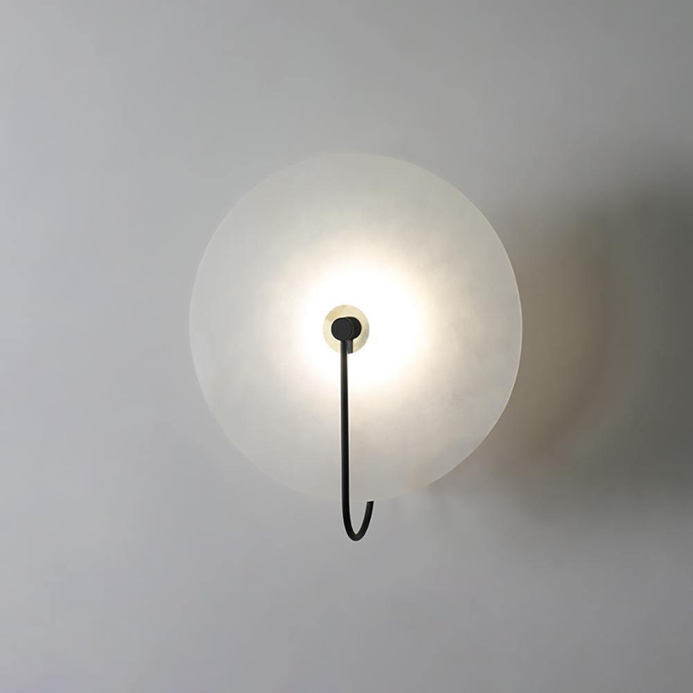 Modern Round Alabaster LED Wall Sconce Elegant Stone Wall Lamp for Interior Living Spaces
