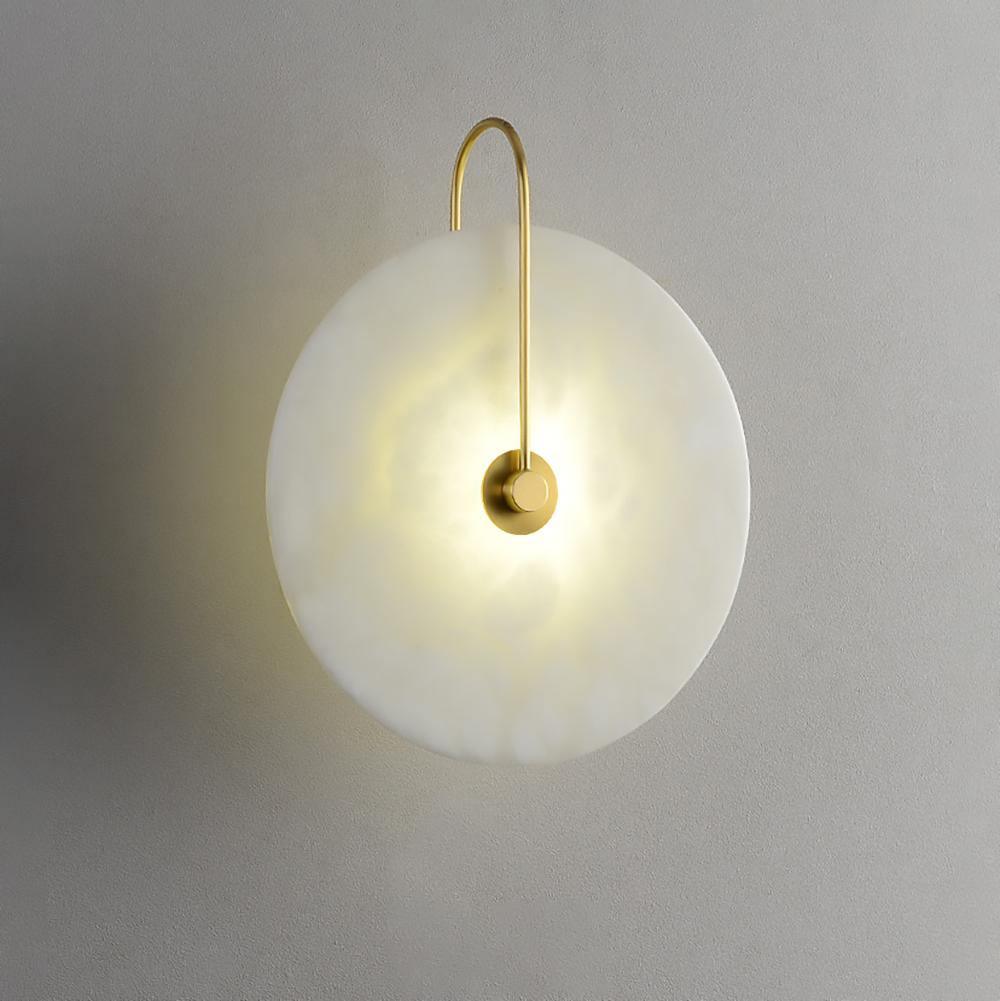 Modern Round Alabaster LED Wall Sconce Elegant Stone Wall Lamp for Interior Living Spaces