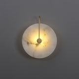 Modern Round Alabaster LED Wall Sconce Elegant Stone Wall Lamp for Interior Living Spaces