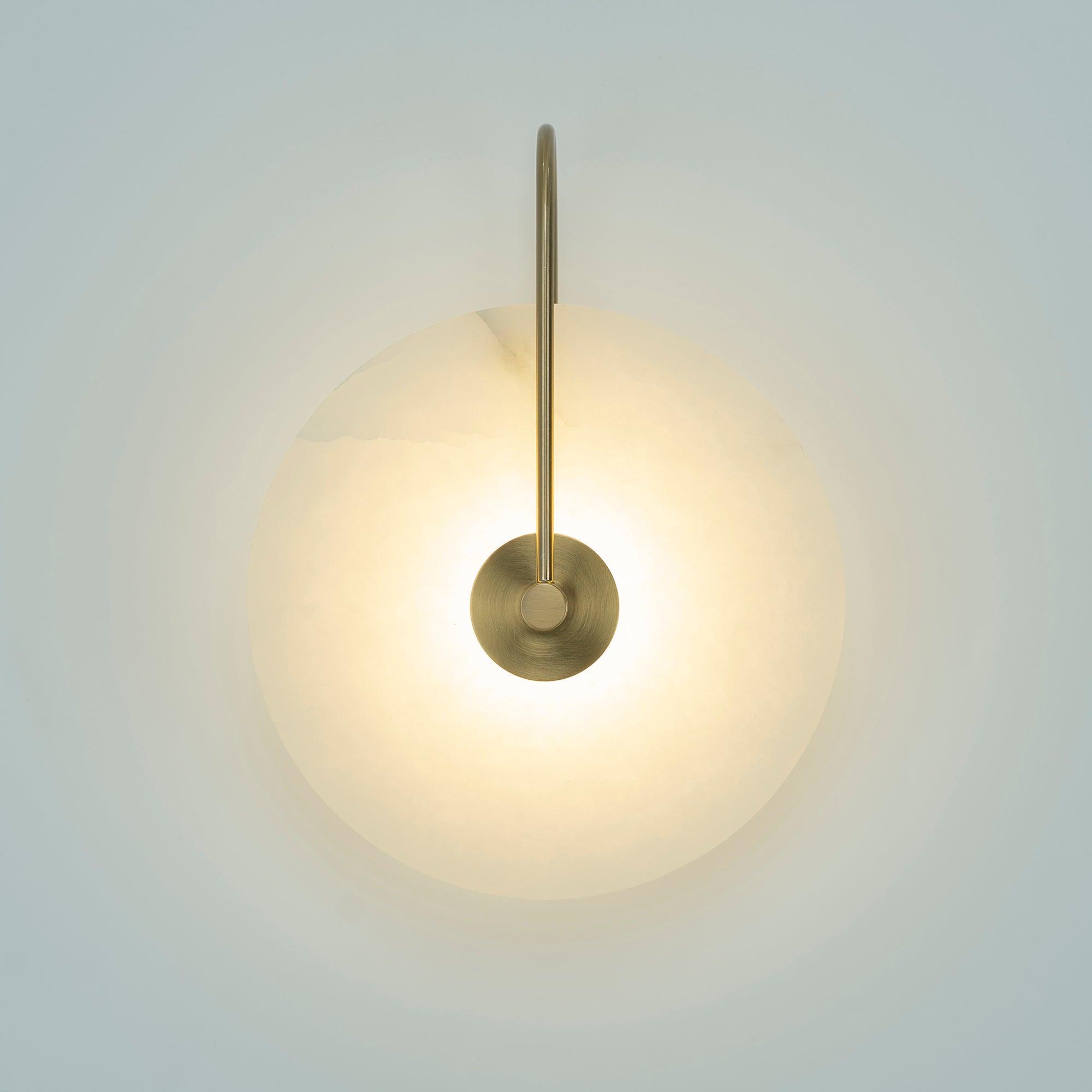 Modern Round Alabaster LED Wall Sconce Elegant Stone Wall Lamp for Interior Living Spaces