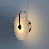 Modern Round Alabaster LED Wall Sconce Elegant Stone Wall Lamp for Interior Living Spaces