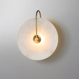 Modern Round Alabaster LED Wall Sconce Elegant Stone Wall Lamp for Interior Living Spaces