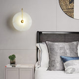 Modern Round Alabaster LED Wall Sconce Elegant Stone Wall Lamp for Interior Living Spaces