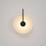 Modern Round Alabaster LED Wall Sconce Elegant Stone Wall Lamp for Interior Living Spaces